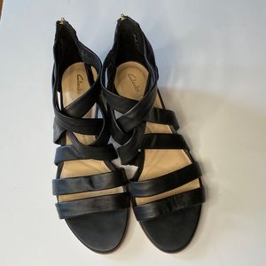 Black Mina Silk Clark’s Sandal size 10M